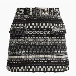 NWT Ramy Brook Black and White mini belted skirt, US4
